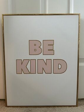 Be Kind Pink and Gold Wall Art - Framed Inspirational Print